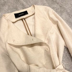 Zara Ivory Viscose/Linen Blend Belted Light Weight Coat Size S